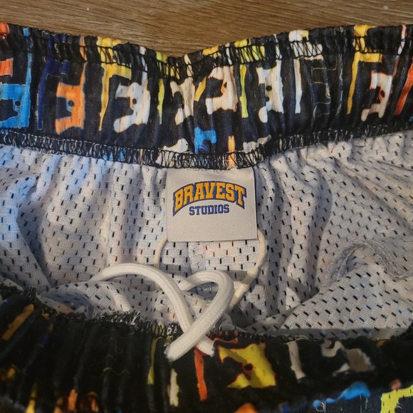 New Bravest Studios Mesh Shorts designer ispired multicolor Gunner Print XL - Picture 12 of 14